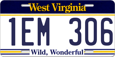 WV license plate 1EM306