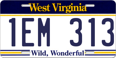 WV license plate 1EM313