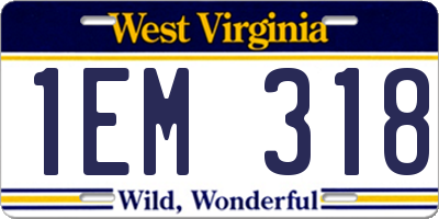 WV license plate 1EM318