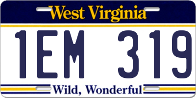 WV license plate 1EM319