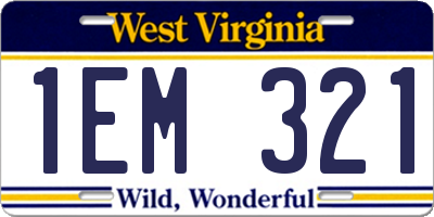 WV license plate 1EM321
