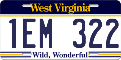 WV license plate 1EM322