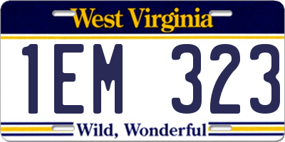 WV license plate 1EM323