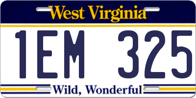 WV license plate 1EM325