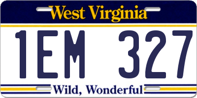 WV license plate 1EM327