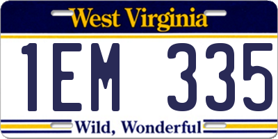 WV license plate 1EM335