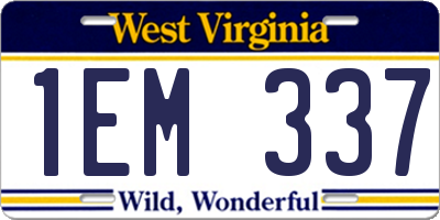 WV license plate 1EM337