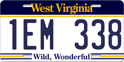 WV license plate 1EM338