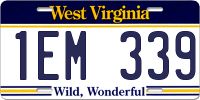 WV license plate 1EM339