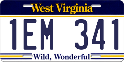 WV license plate 1EM341