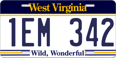 WV license plate 1EM342