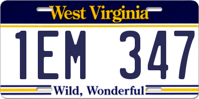 WV license plate 1EM347