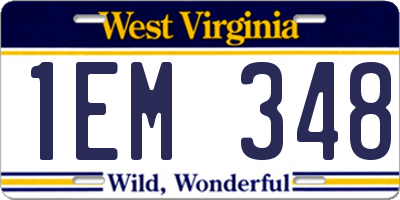 WV license plate 1EM348