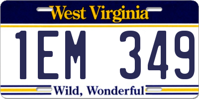 WV license plate 1EM349