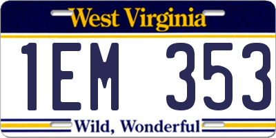 WV license plate 1EM353