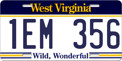 WV license plate 1EM356