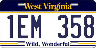 WV license plate 1EM358