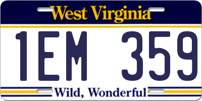 WV license plate 1EM359