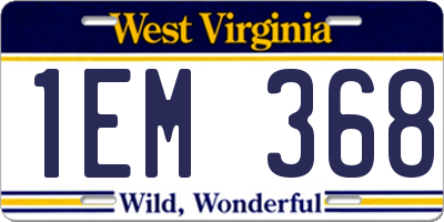 WV license plate 1EM368