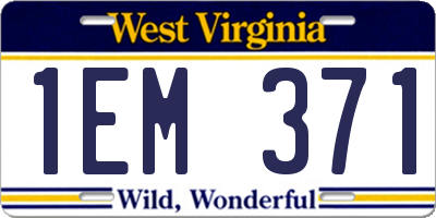 WV license plate 1EM371