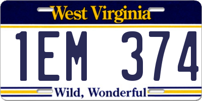 WV license plate 1EM374