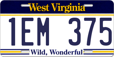 WV license plate 1EM375