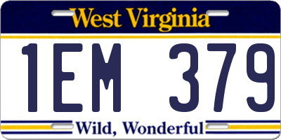 WV license plate 1EM379