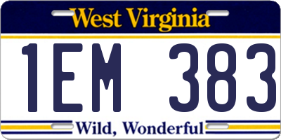 WV license plate 1EM383