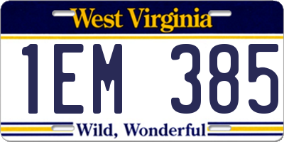 WV license plate 1EM385