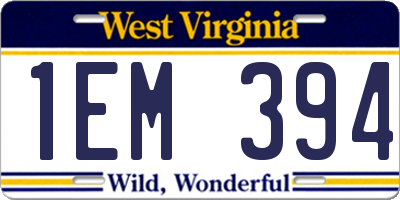 WV license plate 1EM394