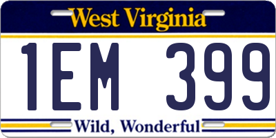 WV license plate 1EM399