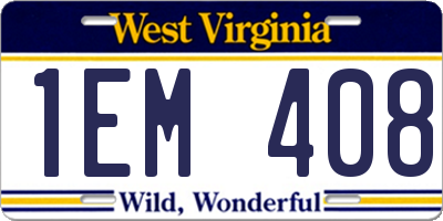 WV license plate 1EM408