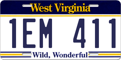 WV license plate 1EM411