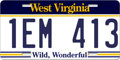 WV license plate 1EM413