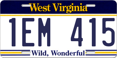 WV license plate 1EM415
