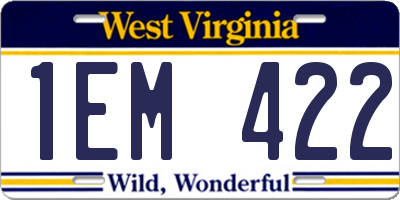WV license plate 1EM422