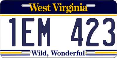 WV license plate 1EM423