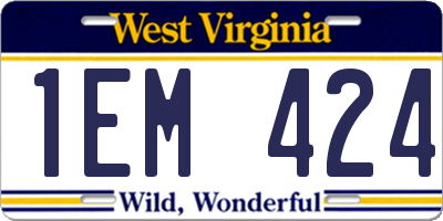 WV license plate 1EM424
