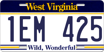 WV license plate 1EM425