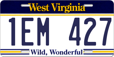 WV license plate 1EM427