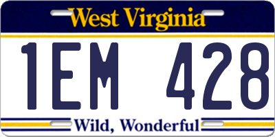 WV license plate 1EM428