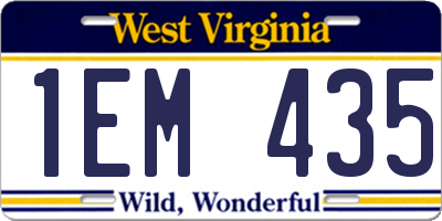 WV license plate 1EM435