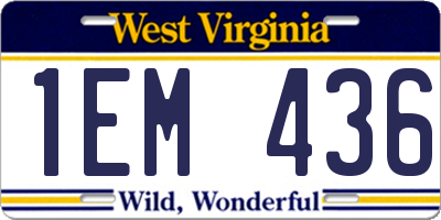 WV license plate 1EM436