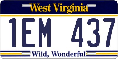 WV license plate 1EM437