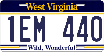 WV license plate 1EM440