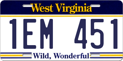 WV license plate 1EM451