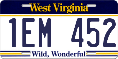 WV license plate 1EM452