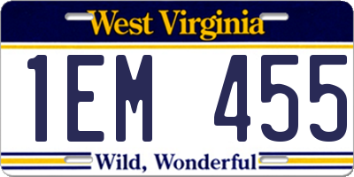 WV license plate 1EM455