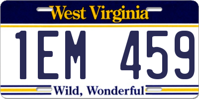 WV license plate 1EM459