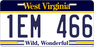 WV license plate 1EM466